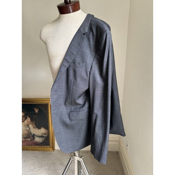 Hugo Boss Mens Blazer Wool Sport Coat US Sz 38R Redo Super 110 Grey Plaid - Picture 9 of 16